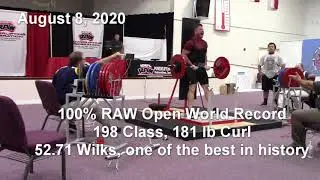 Coop Curling: 198 Class, 100% RAW Strict Curl Open World Record, 52.71 Wilks (#7 All-Time)