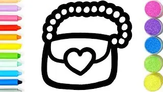 Glitter Heart Handbag coloring and drawing for Kids, Toddlers  Кис Кис Knc Knc