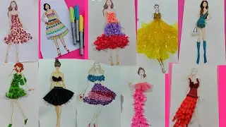 HERMOSOS DISE&Ntilde;OS de Vestidos de papel decorados 💗 Bocetos de moda