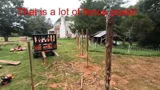 FINALLY MAKING REAL PROGRESS! | SETTING FENCE POSTS TO BUILD RUSTIC FENCE FOR 194-YEAR-OLD LOG CABIN