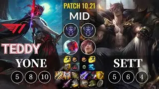 T1 Teddy Yone vs Sett Mid - KR Patch 10.21