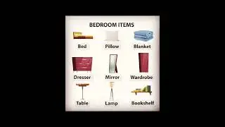 Bedroom items vocabulary.