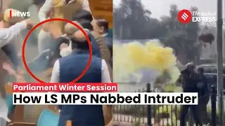 Video Shows Lok Sabha MPs Nabbing Intruder After Security Breach In Lok Sabha | Parliament Breach