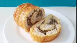 Сырный рулет из куриной грудки с грибами