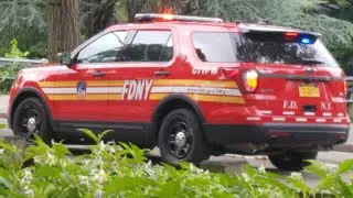 FDNY Counterterrorism Task Force 15 Passing By On Center Drive In Central Park, Manhattan, New York.