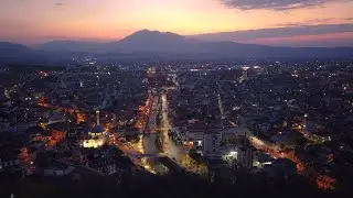 Wonderful sunset motion lapse - Prizren, city view from the castle