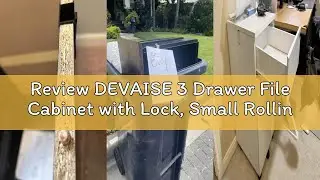 Review DEVAISE 3 Drawer File Cabinet with Lock, Small Rolling Filing Cabinet Under Desk, Wood Office