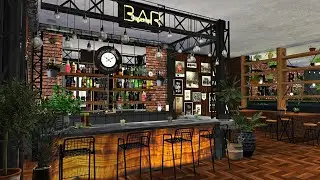 The sims 4 Karaoke industrial  bar Black out  free cc build
