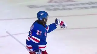 Artemi Panarin assists on Zibanejad's one timer goal vs Red Wings (6 nov 2022)