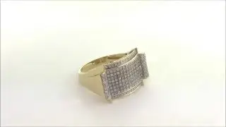 Pave Diamond Square Head Mens Ring In 10k Yellow Gold (0.57 Ctw)