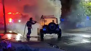 Winter Park Fire department vs a fiery Jeep