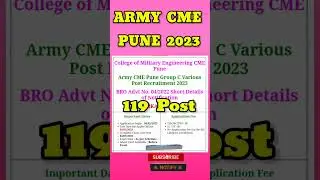 Army CME Pune Group C Various Post Recruitment 2023 |Army New Vacancy 2023 |#shorts #latest #army