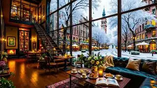 Smooth Jazz Piano Music 🔥 Warm Fireplace Ambience & Cozy Wintet Coffee Shop Vibes for Study, Relax
