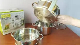 Maestro MR 2900-22 - распаковка и обзор пароварки на газовую плиту, объём 4 литра, нержавеющая сталь