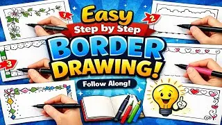 How to Draw Flower Corner Border Image 🌸 | Easy Step by Step Border Drawing Tutorial