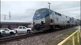 Amtrak Sunset Limited #1 Westbound with nice crew in cloudy weather!!!
