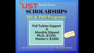 UST Korea Scholarship for Fall 2021 | Application Process & Guideline | Master's & PhD Program Korea