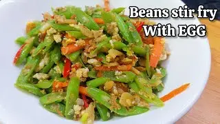 KACANG BUNCIS GORENG dengan TELUR,  resepi ringkas dan paling sedap 👌/  Beans with Egg Recipe 🥚