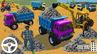 Drive R15 Bike And ROAD ROLLER JCB Unloading Stone From Dumper Truck in Game 💥Part 294 #gamingvideos