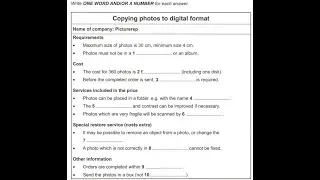 Copying photos to digital format - IELTS Listening - Section 1
