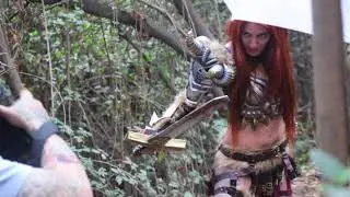 Female Barbarian Diablo 3 photoshoot backstage