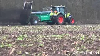 Compost strooien met claas Arion 650s&nbsp;van wolfshagen in dalfsen