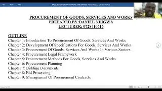 Lecture 01- Introduction to procurement of goods, services and works