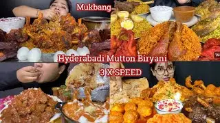 ASMR : Eating Spicy 3Kg Hyderabadi Mutton Biryani Egg Kosha Chicken Curry Challenge Mukbang 