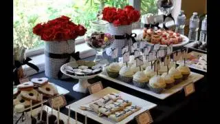 Red black white party themed decorating ideas