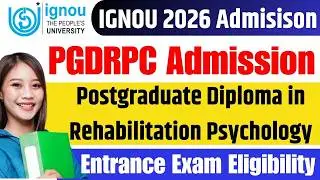 IGNOU PGDRPC Admission 2026 Complete Process || IGNOU PGDRPC Programme Details 2026