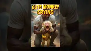 Baby monkey crying because he is hungry