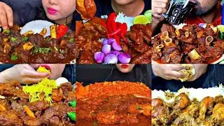 ASMR EATING SPICY MUTTON CURRY, CHICKEN CURRY, BIRYANI | BEST INDIAN FOOD MUKBANG |Foodie India|