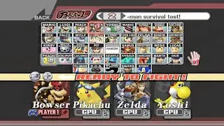 Боузер против Пикачу против Зельды против Йоши | 2 жизни | Super Smash Bros Brawl Fight 248