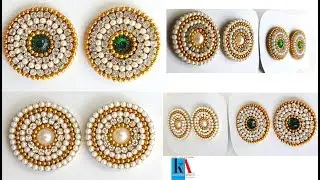 How to make new model earring studs / patches with canvas cloth and kundans
