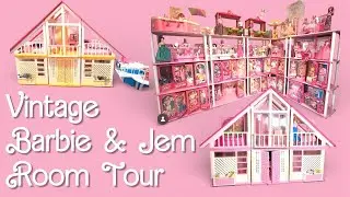 80&rsquo;s Barbie Dolls, Play Sets, Dream Houses, and Jem Dolls Room Tour 
