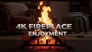 4K Cozy Fireplace 1 Hour 45 Min 🔥 Crackling Fire Sounds (No Music) | Sleep & Study