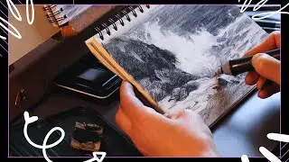 Paesaggio Marino: Disegno con Matita a Carboncino