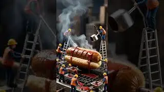 Spicy hotdogs to enjoy are being prepared!! #shorts #miniature #hotdog