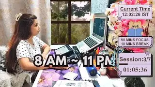 LIVE 12 Hours Study With Me (90 min study + 10 min break) | 🌧️ Rain & Thunder Sound | Pomodoro