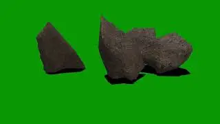 Three rocks fall to the ground.  (4K Green Screen)