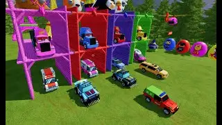 TRANSPORTING ALL POLICE CARS & AMBULANCE EMERGENCY VEHICLES WITH LIGHTNING ALL COLOURS TRUCKS ! FS22
