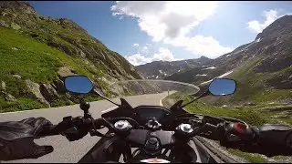 Riding down the Great Saint Bernard Alpine Pass on the Honda cbr500r