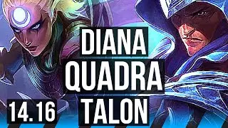 DIANA vs TALON (MID) | Quadra, 9 solo kills, Legendary, 43k DMG, 900+ games | EUW Master | 14.16