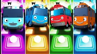 Tayo The Little Bus - Green 🆚 Yellow 🆚Red 🆚 Blue Bus 🎶 Tiles Hop EDM Rush Gameplay 🎯💥