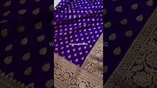 🧿 Beautiful Satin silk saree with gold zari booties all over in Purple Shade ✨ Book Fast ✨ #satin