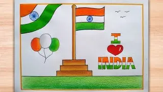 Republic day drawing easy/ Republic day chart drawing/ 26th january poster drawing/ flag drawing...