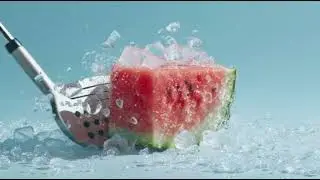 Shatter the frozen watermelon