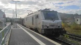 Akiem locomotive 37002 passing through Perl-Schengen with cargo train from France into Germany