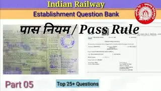 Railway Establishment Question bank | Pass Rule