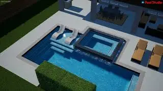 Bigger Modern Pool Spa With Tanning Ledge and Large Hot Tub